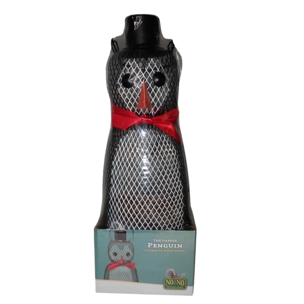 NO/NO Penguin Mesh Bird Feeder Dapper Metal Sunflower Seed Feeder 15 inch NEW
